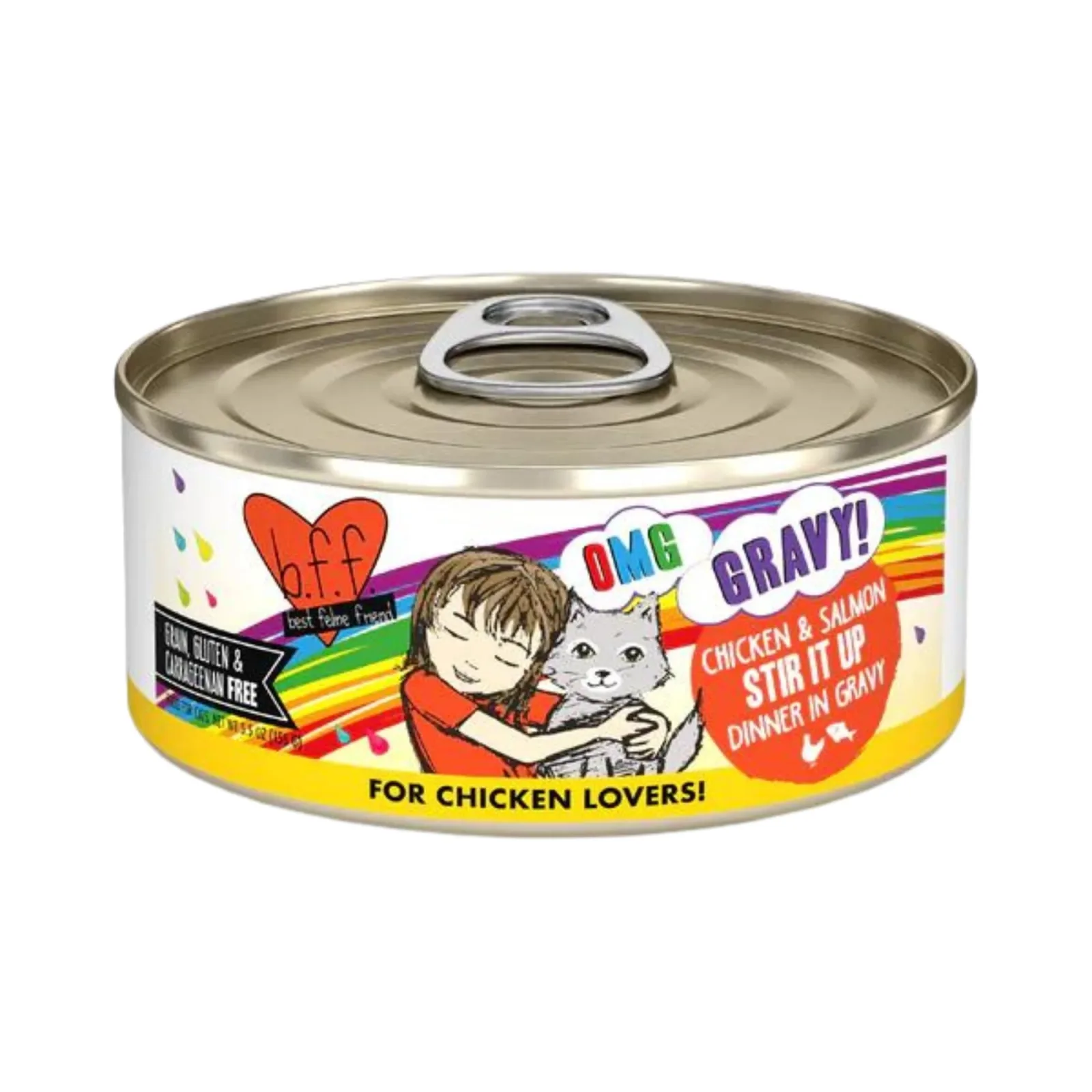 BFF Cat Omg Chicken and Salmon Stir It Up Dinner in Gravy 5.5 oz. 8 ct