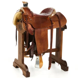 Bill Mcdonald Used 15in Full Basket Stamp Team Roper with Smooth Quilted Seat