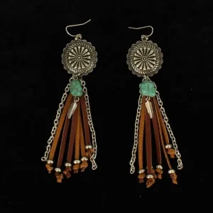 Blazin Roxx Floral Beaded Arrow Fringe Earrings