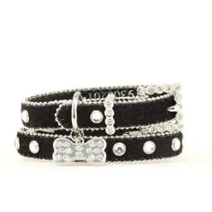 Blazin Roxx Hair On Dog Collar SM Black