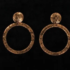 Blazin Roxx Large Copper Circles EarringsBk/Wh