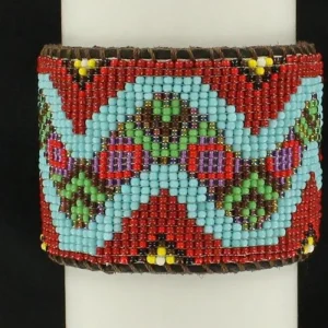 Blazin Roxx Leather Snake Bead Cuff BraceletBk/Wh