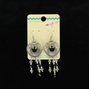 Blazin Roxx Medallion Dangle EarringsBk/Wh