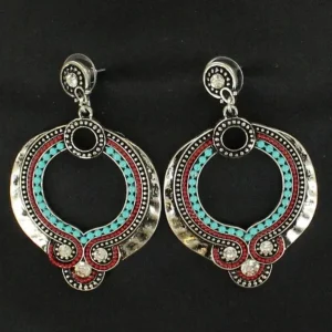 Blazin Roxx Ornate Post Drop Crystal Earrings Tur