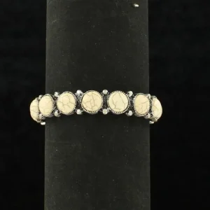 Blazin Roxx Round Stone Dot Cuff BraceletBk/Wh