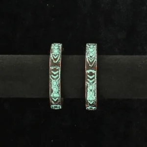 Blazin Roxx Stone Patina Hoop EarringsBk/Wh