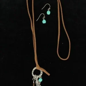 Blazin Roxx X-Large Knot Feather Jewelry SetBk/Wh