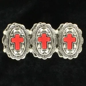 BlazinRoxx OvalCross Concho Stretch BraceletBk/Wh