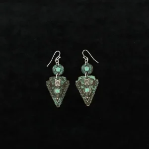 BlazinRoxx Patina Stone Arrow Dangle EarringBk/Wh