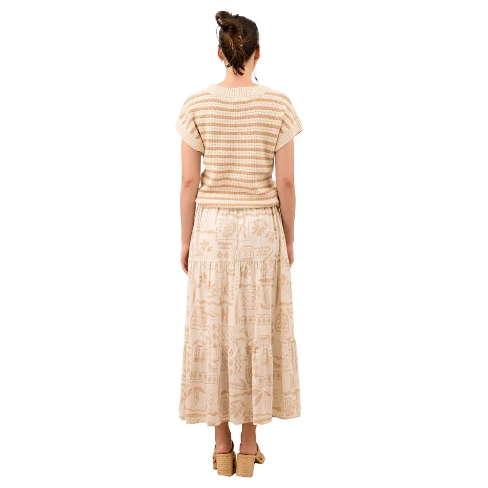Blu Pepper Womens Khaki Stripe Crew Neck Top - Image 2
