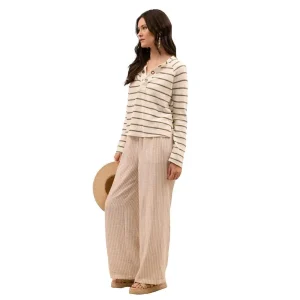 Blu Pepper Womens Olive Stripe Metal Eyelet Detail Top