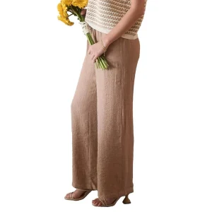 Blu Pepper Womens Tan High Waist Wide Leg Pant