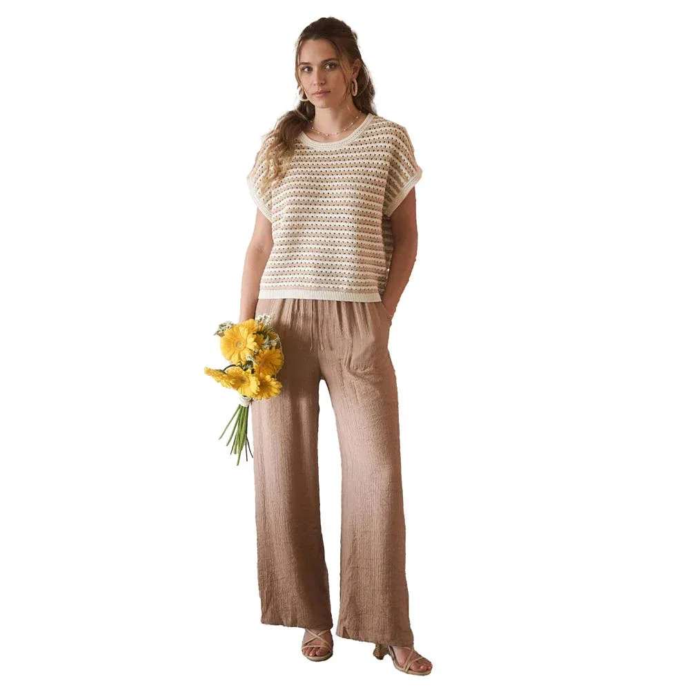 Blu Pepper Womens Tan High Waist Wide Leg Pant - Image 2