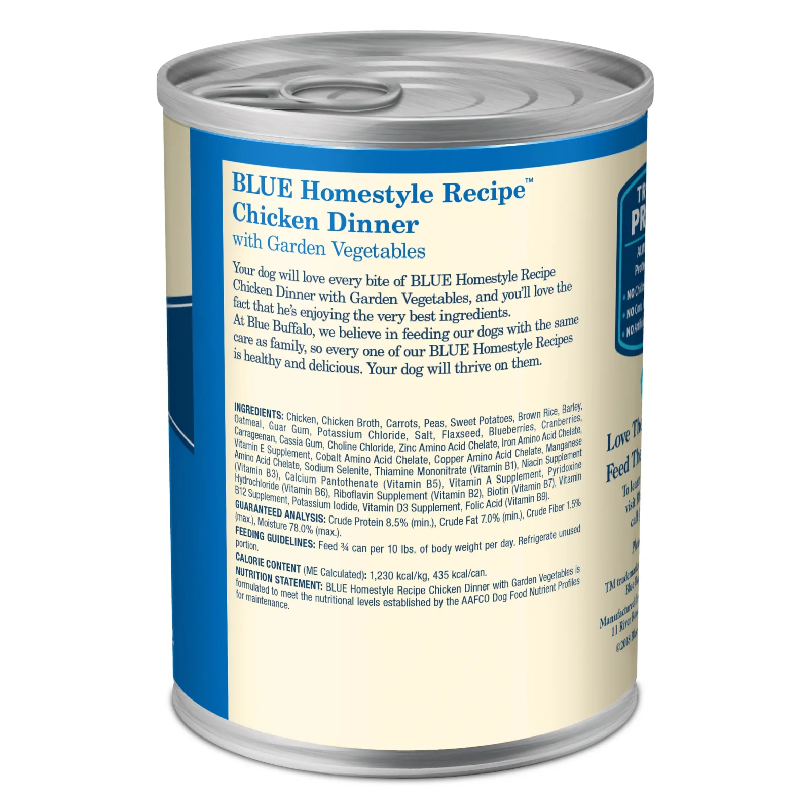 Blue Buffalo Homestyle Recipe Adult Wet Dog Food, Made with Natural Ingredients, Chicken Dinner With Garden Vegetables, 12.5-oz. Can - Image 2