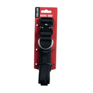 Boss Dog Tactical Adjustable Dog Collar Black, Large, 17-22 in