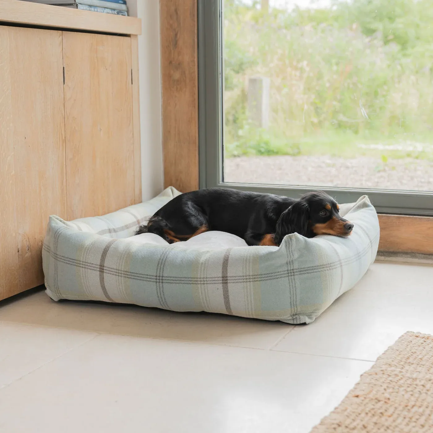 Box Bed With Removable Cover in Balmoral Duck Egg Tweed by Lords & Labradors