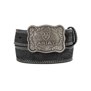 Boy's Black Double Stitch Belt