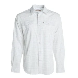 Brandcowboy Mens Sandhill Ranch White Grid Print Long Sleeve Pearl Snap Shirt