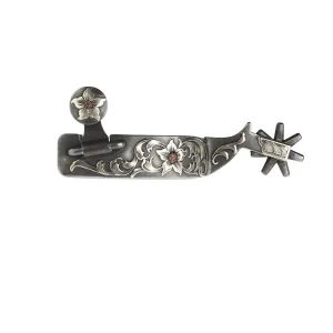 Brandon Anthony Bit & Spur Co. 1in Silver Floral Western Spurs