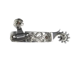 Brandon Anthony Bit & Spur Co. 3/4in Silver Floral Western Spur