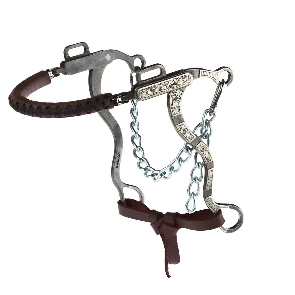 Brandon Anthony Bit & Spur Co. Engraved Silver Bar Short Shank Hackamore