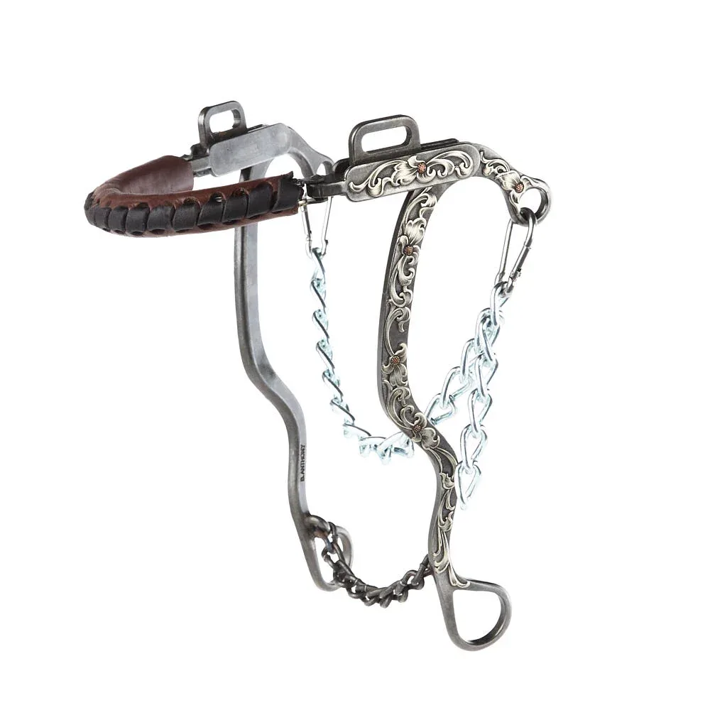 Brandon Anthony Bit & Spur Co. Engraved Silver Floral Long Shank Hackamore