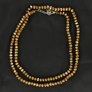 Bright Shine Round Beaded Necklace 35 Gold Tone