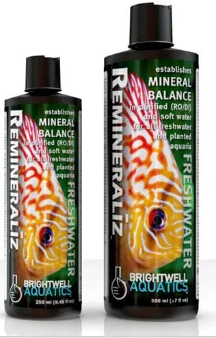 Brightwell Aquatics Remineraliz Balances minerals in purified or soft water; Liquid Form, 20 Liters / 5.3 gal.