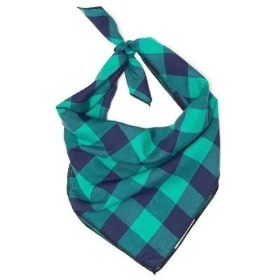 Buffalo Check Bandana - Green And Navy