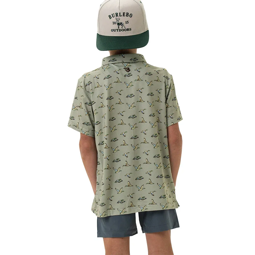 Burlebo Boy's Flying Ducks Green Polo - Image 2