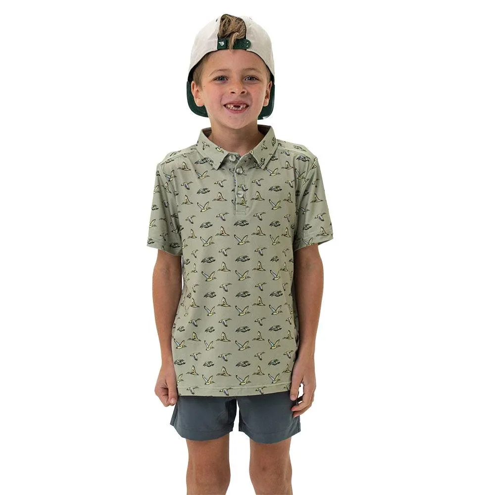 Burlebo Boy's Flying Ducks Green Polo