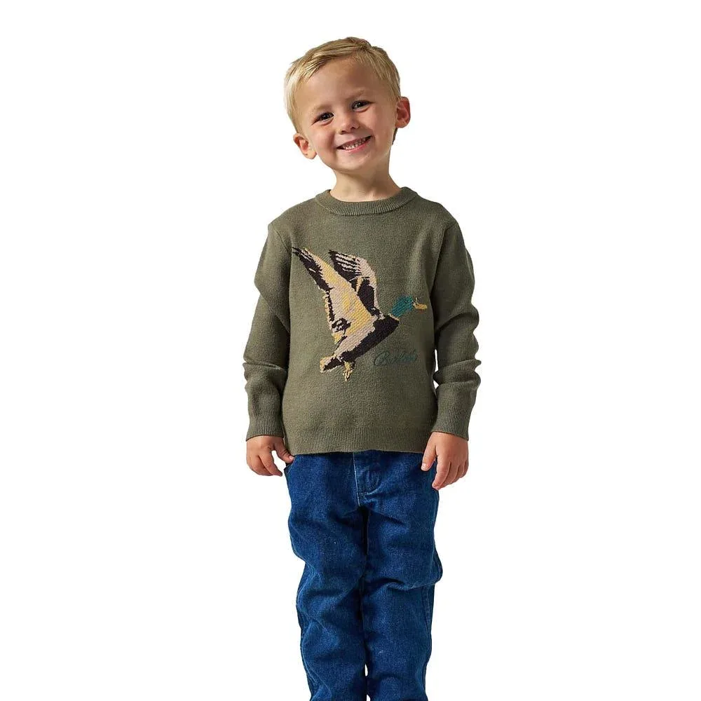 Burlebo Boy's Olive Duck Cabin Sweater