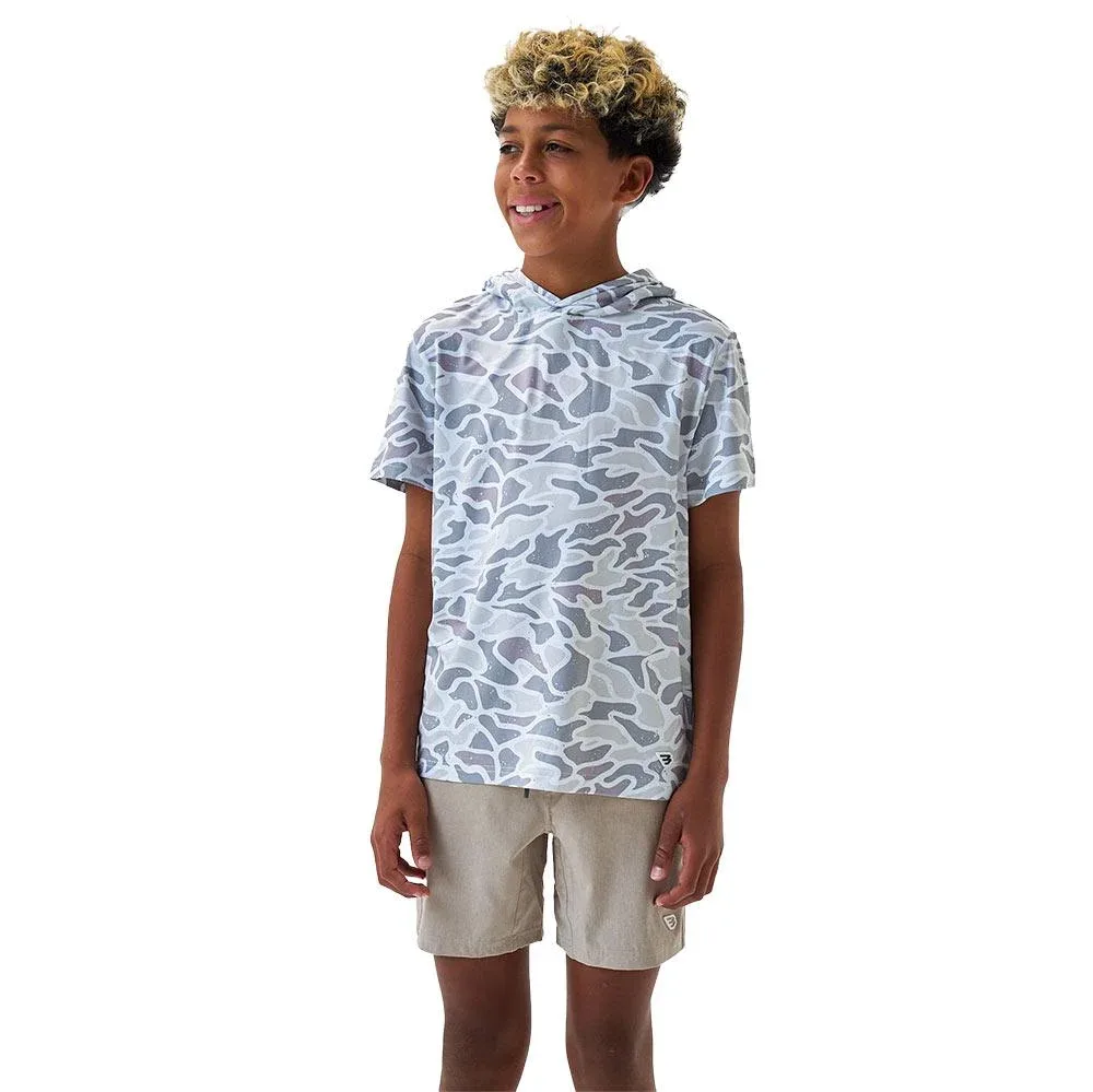 Burlebo Boy's White Camo Performance Hoodie