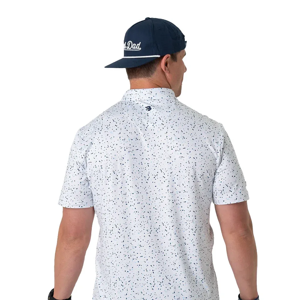 Burlebo Men's White Speckled Performance Polo - Image 2