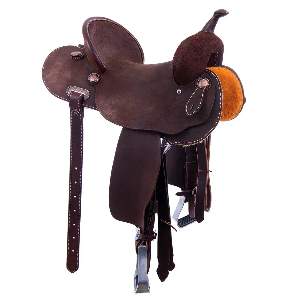 Burns Saddlery 1420S Chocolate Roughout 14in Barrel Saddle