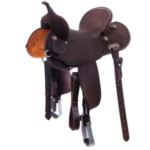 Burns Saddlery 14520HD Chocolate Roughout Full Border 14.5in Barrel Saddle