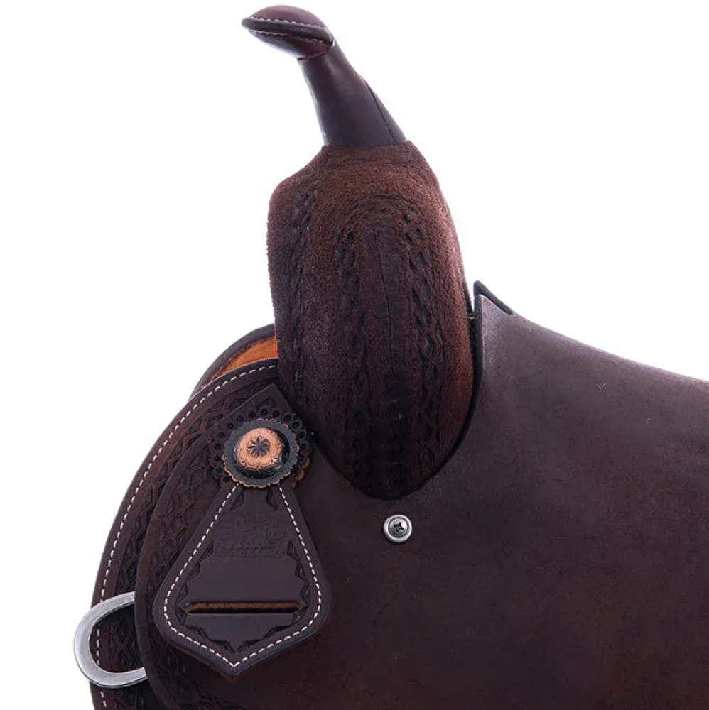 Burns Saddlery 14520HD Chocolate Roughout Full Border 14.5in Barrel Saddle - Image 2