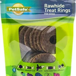 Busy Buddy Natural Rawhide Rings Peanut Butter MD Size B