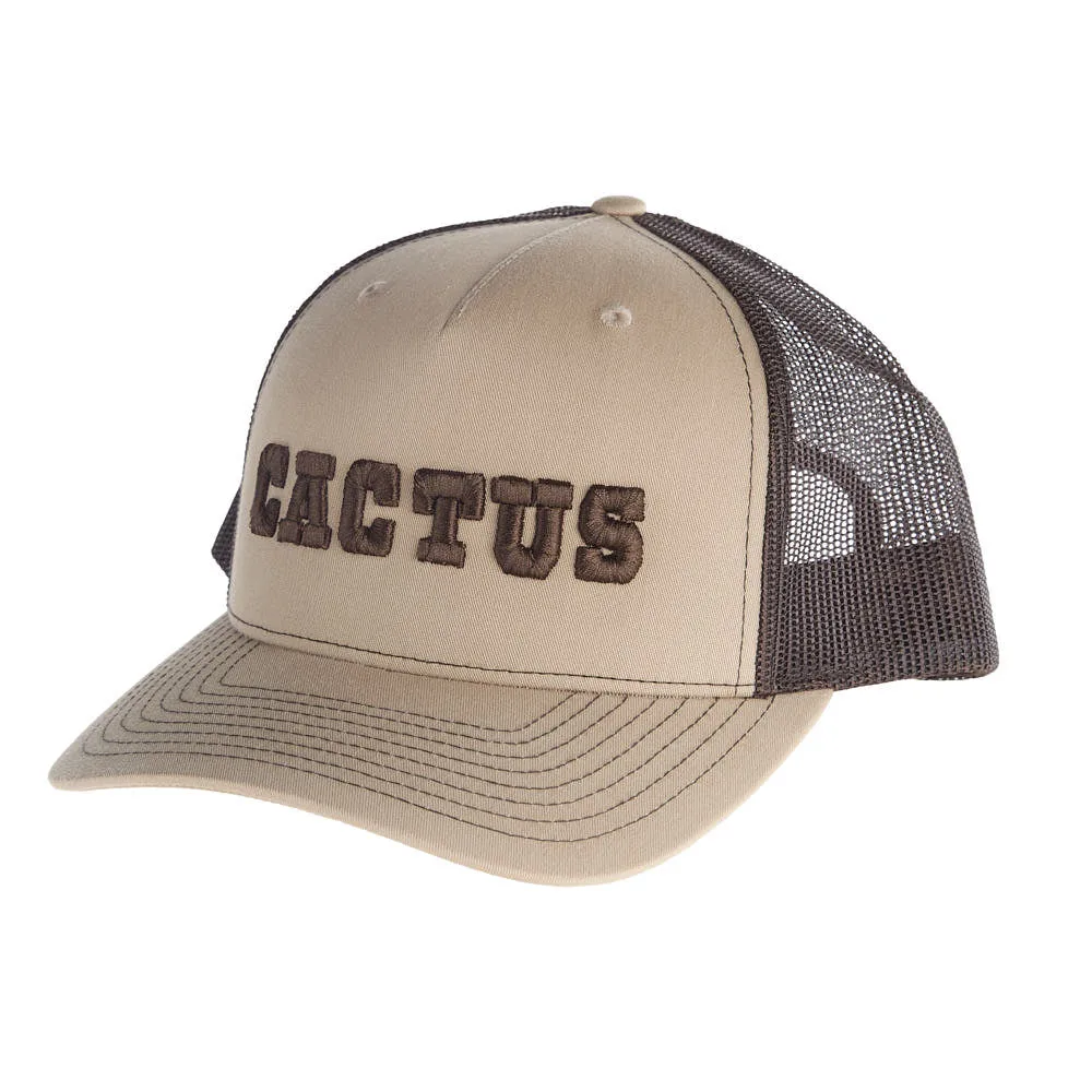 Cactus Gear Khaki and Coffee 3D Logo Mesh Back Cap