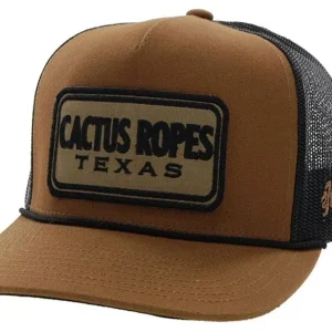 Cactus Ropes CR79 Trucker Cap Tan/Black Rect Patch