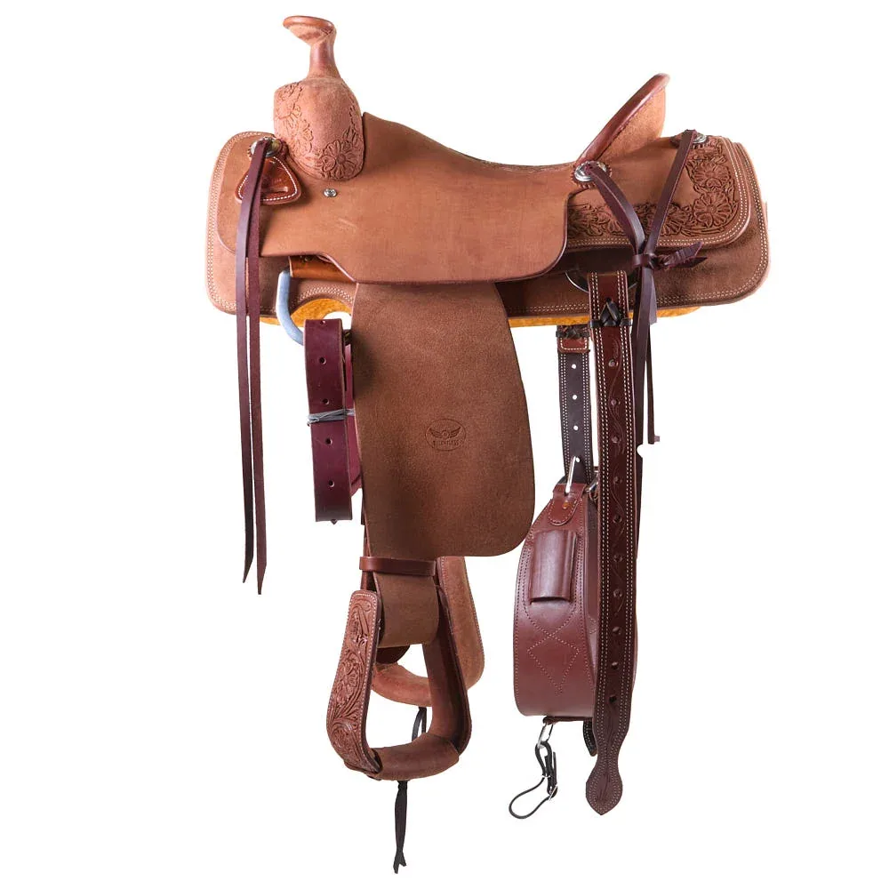 Cactus Saddlery Relentless 1/4 Tooled Rough-Out Team Roping Saddle - Image 2