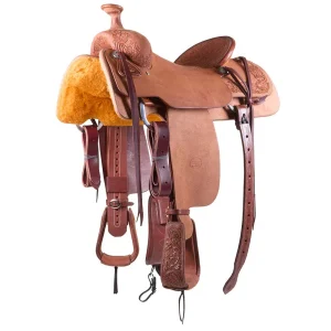 Cactus Saddlery Relentless 1/4 Tooled Rough-Out Team Roping Saddle