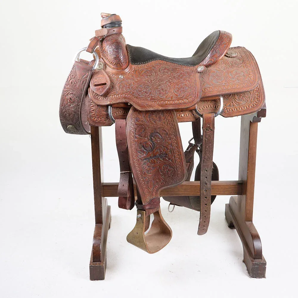 Cactus Saddlery Used 15in. Relentless Full Tooled Team Roper - Image 2