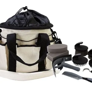 Canvas Drawstring Grooming Tote 10pc Tools