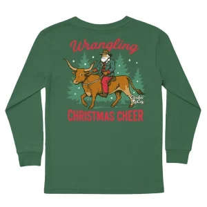 Cardin Mccoy Boy's Wrangling Christmas Olive Tee Shirt