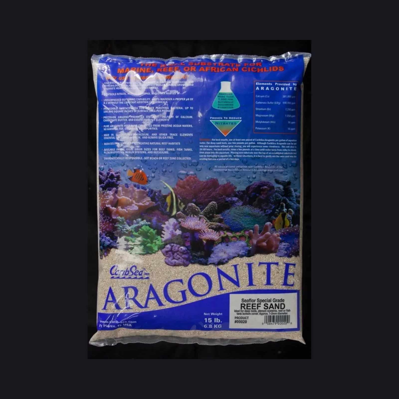 CaribSea Seafloor Special Grade Dry Aragonite Reef Sand, 15 lb