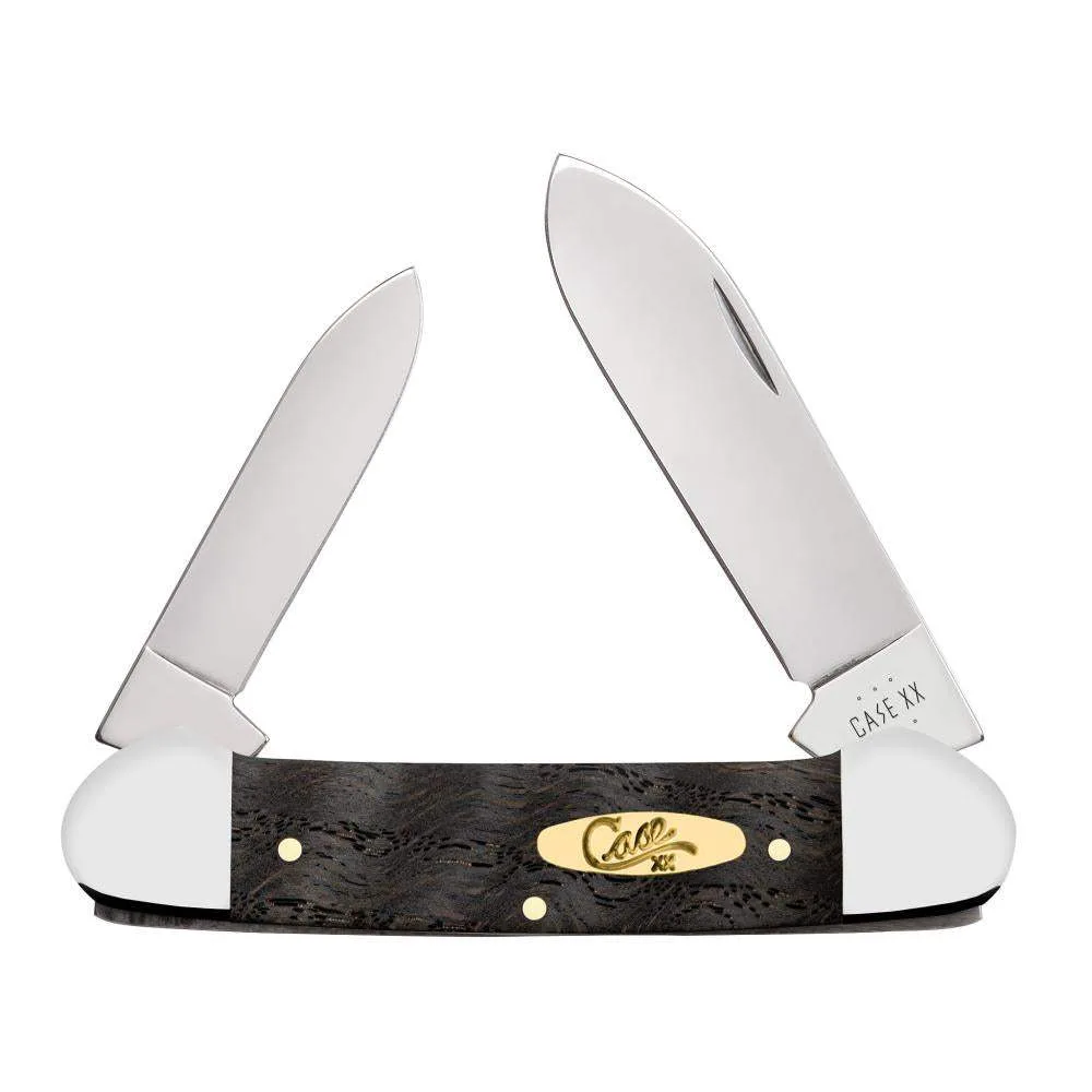 Case Black Curly Oak Wood - Smooth Canoe (72131 SS) Knife