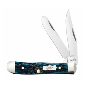 Case Knives Peach Seed Jig Pocket Worn Mediterranean Blue Bone Tiny Trapper