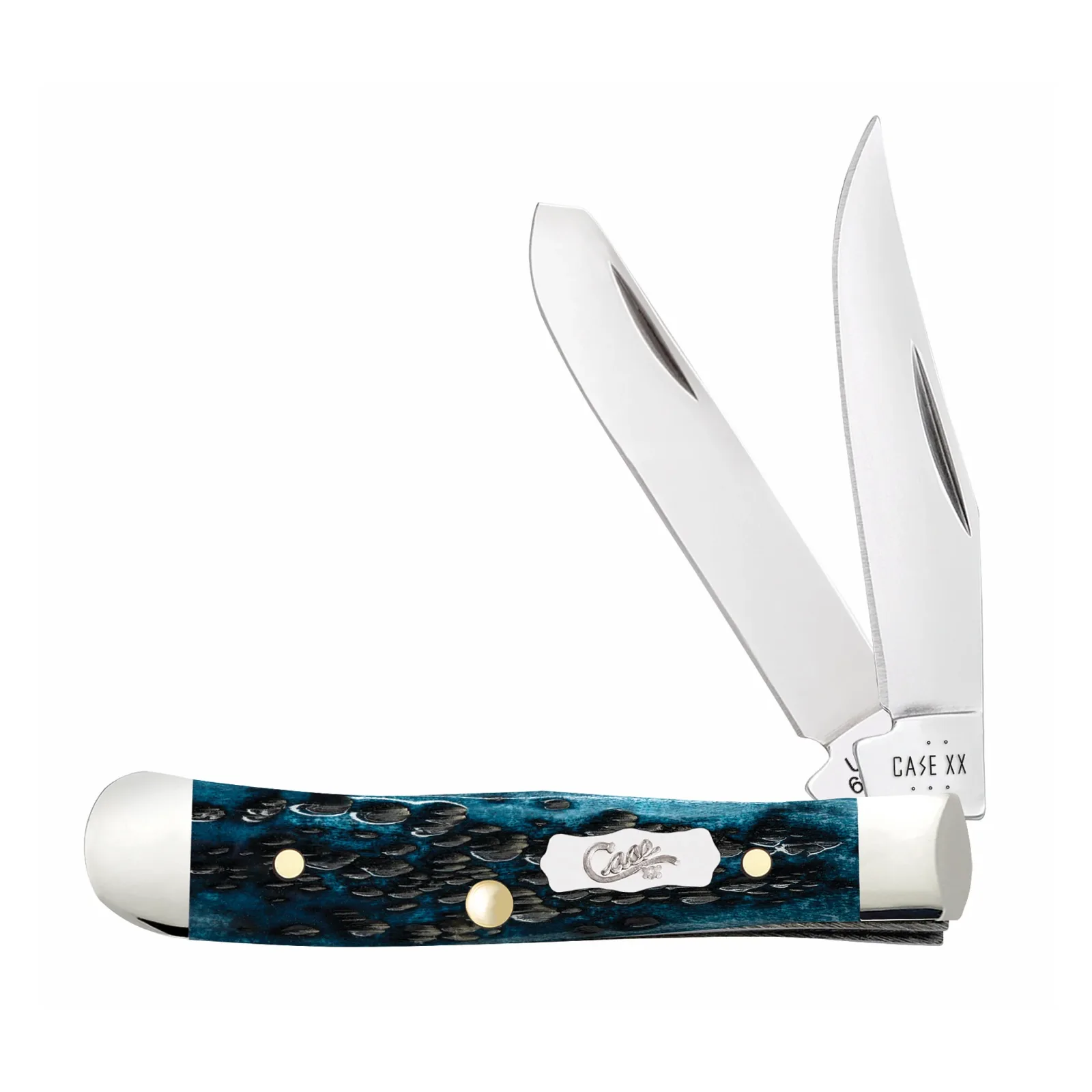 Case Knives Peach Seed Jig Pocket Worn Mediterranean Blue Bone Tiny Trapper