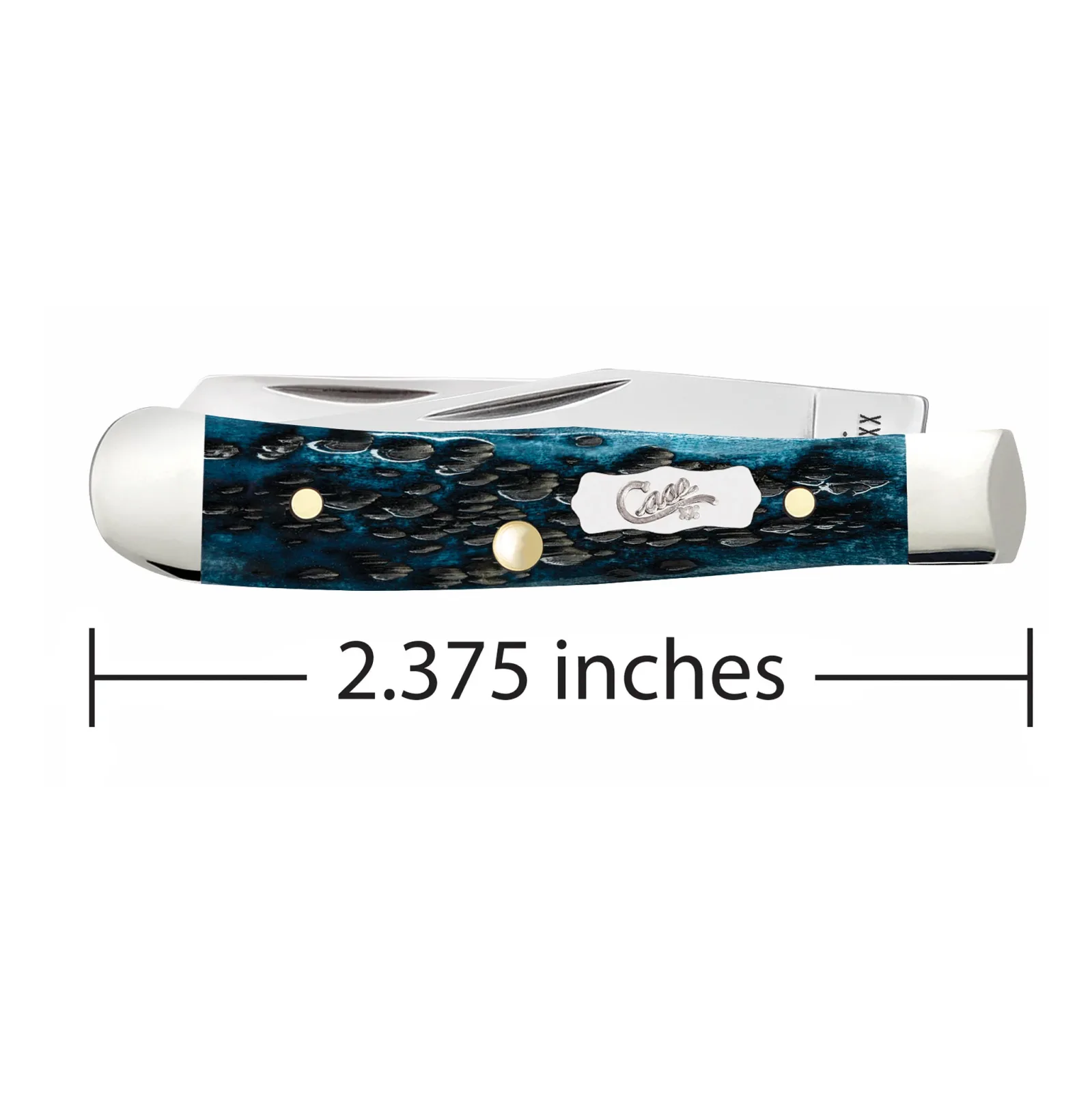 Case Knives Peach Seed Jig Pocket Worn Mediterranean Blue Bone Tiny Trapper - Image 2